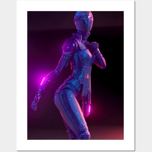 Cybergirl Futuristic Purple Punk Dancer Posters and Art